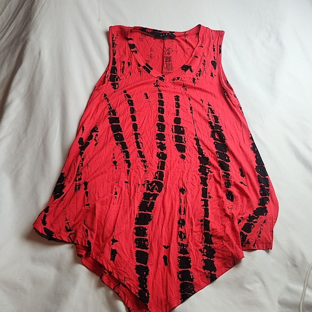 B.L.E.U. Sleeveless Tank Top Tie-Dye Red Black Women's Size Small